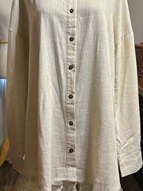 Lightweight Cream Button-Front Women's Top